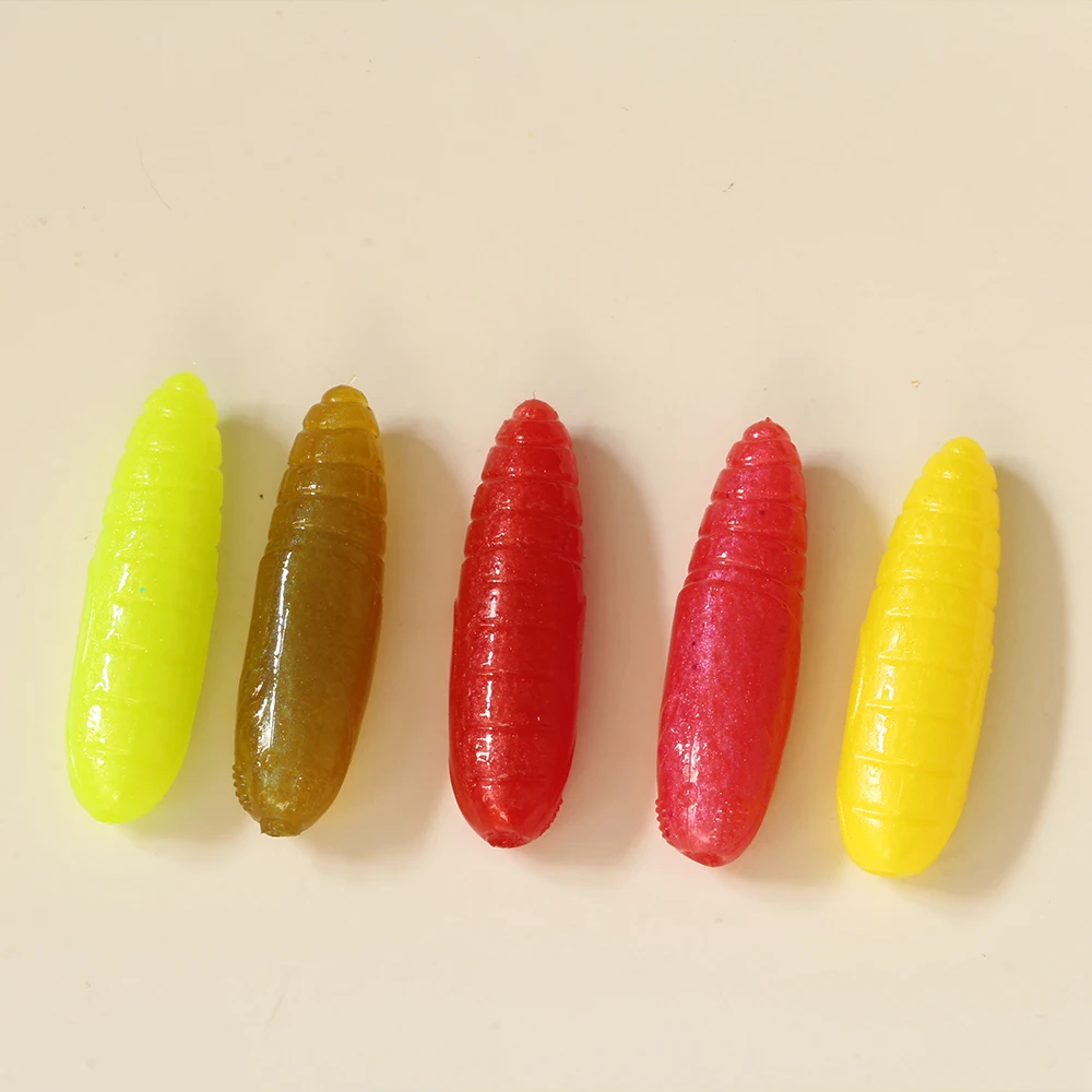 8 Stück Angelköder, sinkender weicher Wurm, 5 g, 50 mm, künstliche Köder, Silikon, Pupa, Hula, Larven, Gummi, für Barsch, Barsch, Fischköder