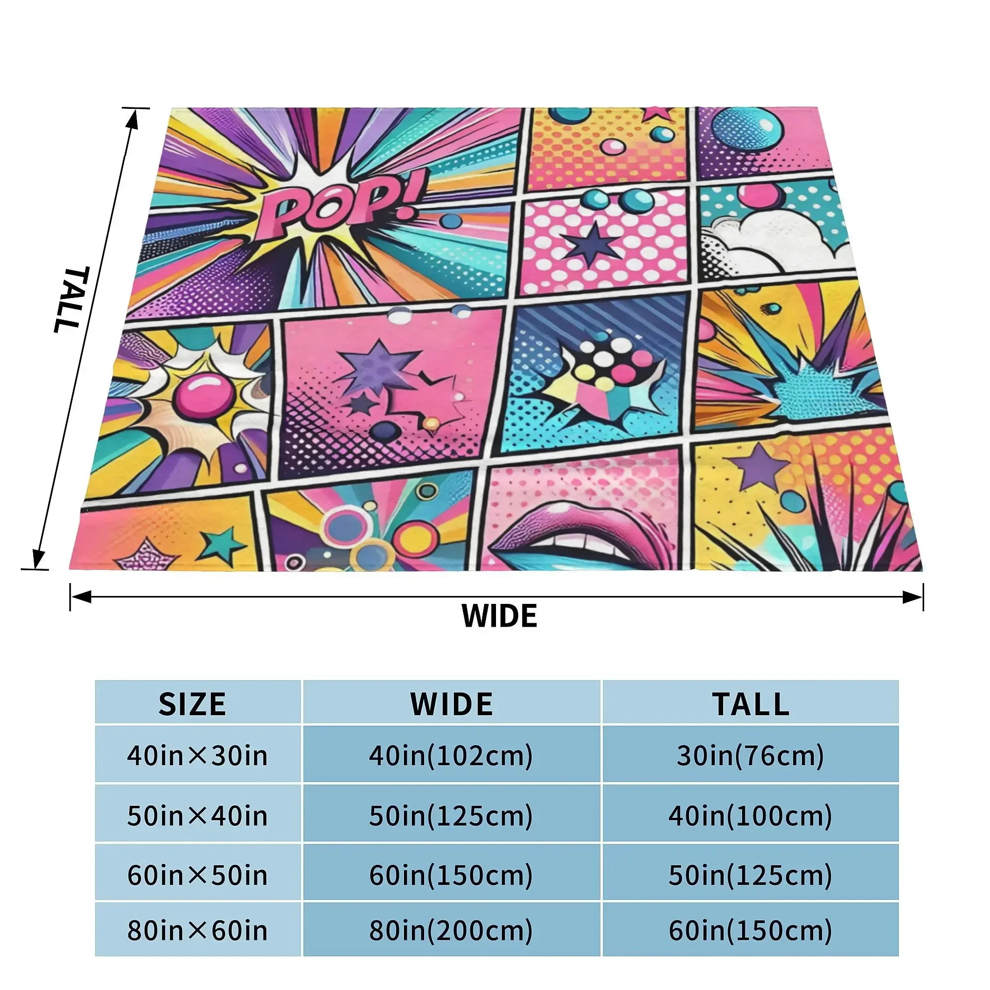 Manta de franela con dibujos animados de cómic Pop Art, ropa de cama ligera, alfombra para sofá, comodidad acogedora para el hogar