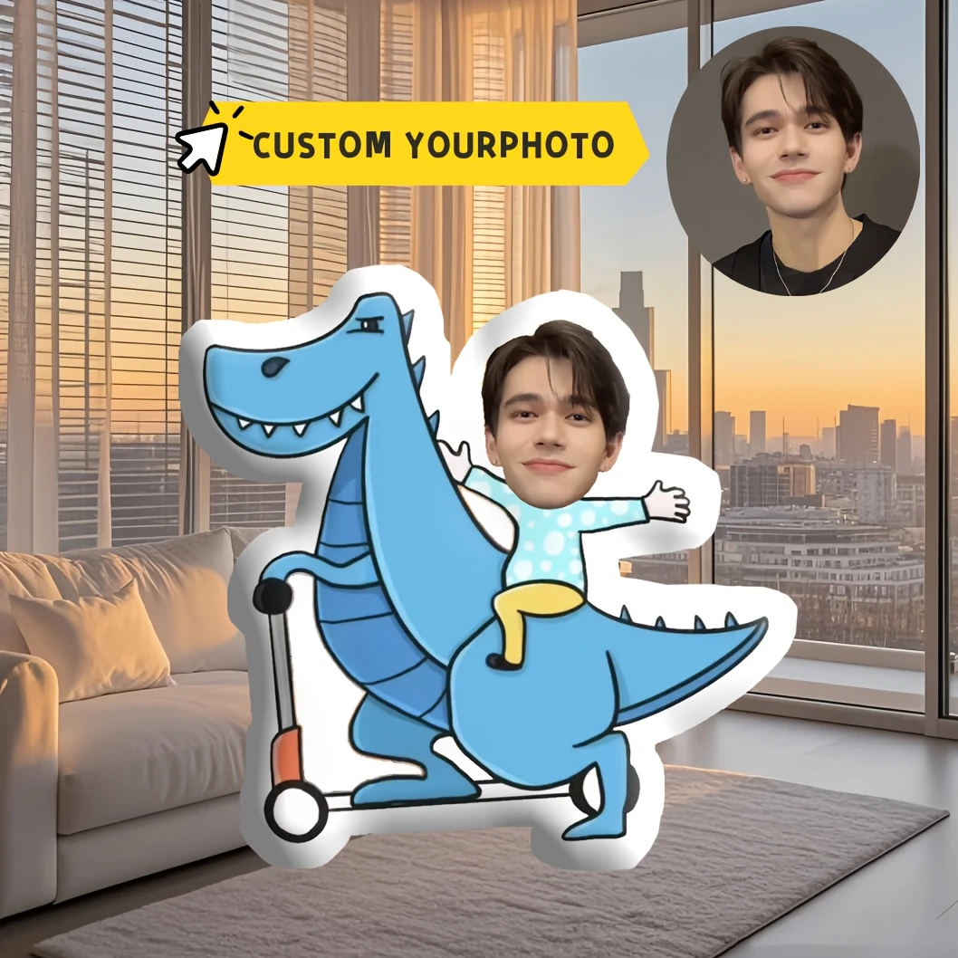 Personalized Dinosaur Plush Pillow - a Soft, Machine-Washable Pillow Filled with Short Plush Polyester Fiber That Can Feature Yo