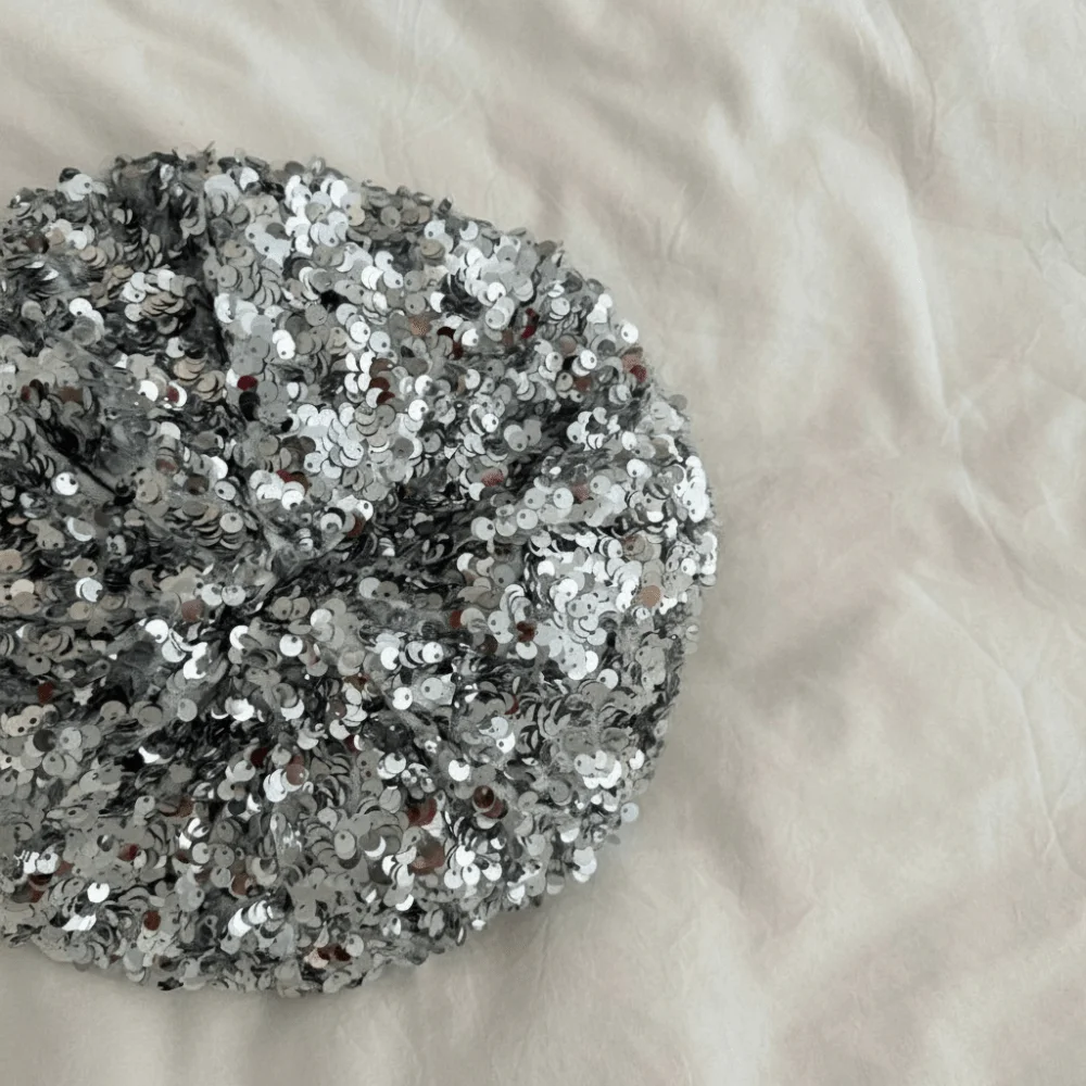 Trendy Chic Thin Glitter Sequin Beret Big-headed Cloud Octagonal Shape Fashion Beret Retro Style Newsboy Cap Casual Wear