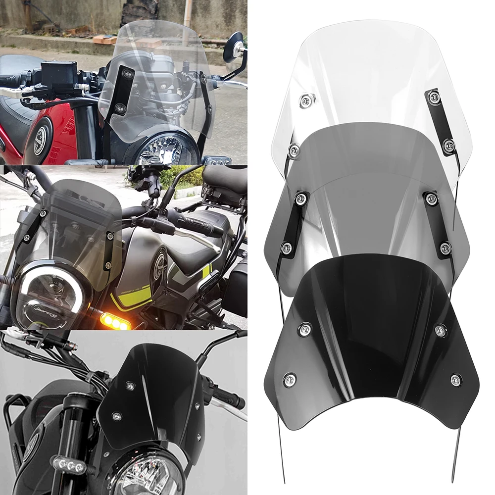Universal Motorrad 5-7 Zoll Windschutzscheibe Retro Motorrad Windabweiser für Cafe Racer Royal Enfield Honda Yamaha Kawasaki Suzuki – Detail 1