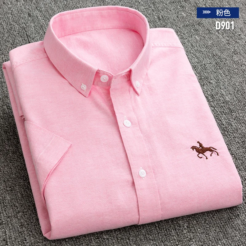 Men's New Oxford Textile Pure Cotton Short Sleeve Shirts Summer High Quality Formal Blouses Casual Slim Fit  Men's Shirt Tops