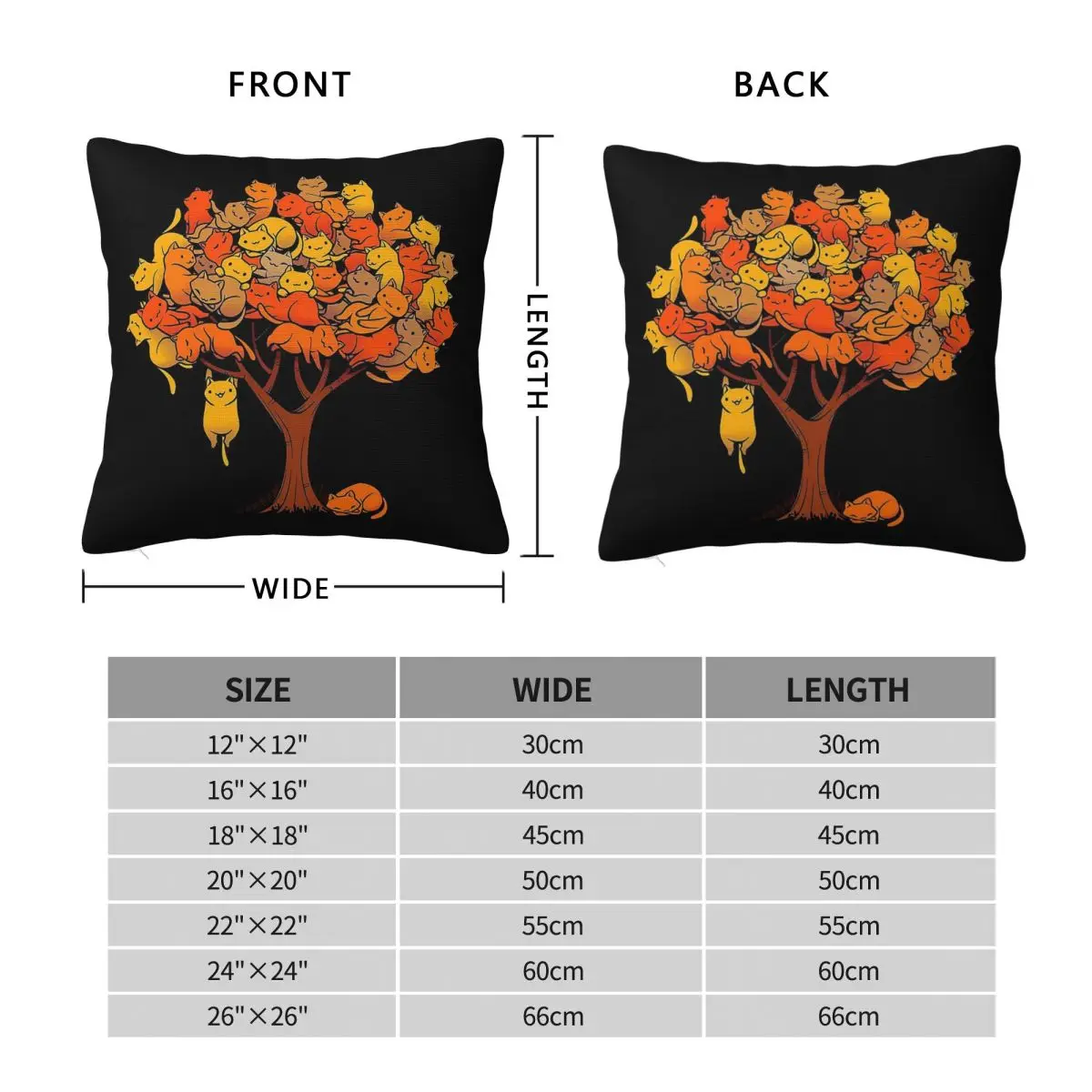 Cat On Tree Pillowcase Polyester Linen Velvet Printed Zip Decorative Throw Pillow Case Room Cushion Cover 45x45