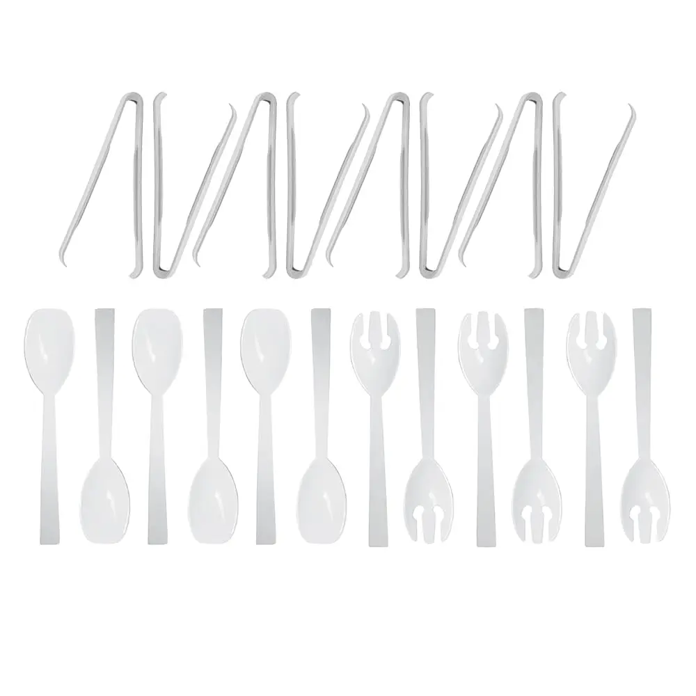 

Plastic Party Buffet Serving Utensils Kit, Spoons/Forks/Tong, 20-Piece, White