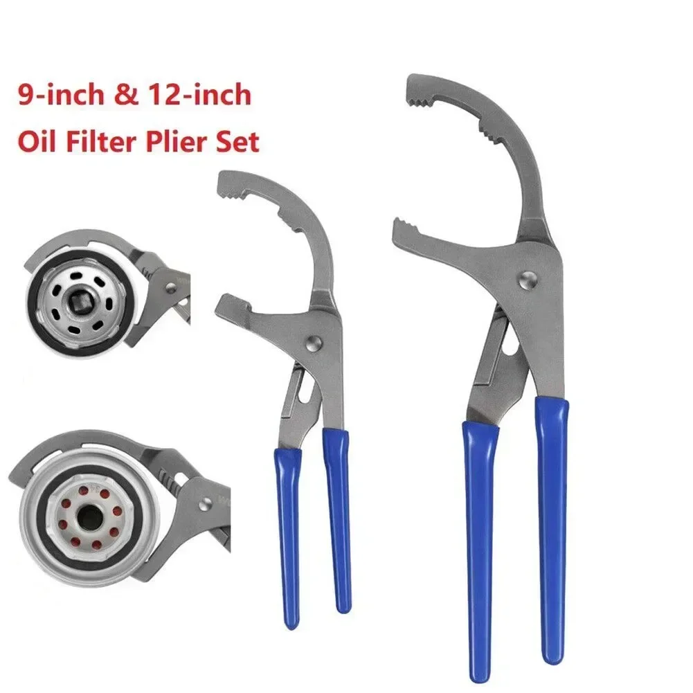 

1pcs Cars 9/12" Oil Filters Pliers Clamps Types Wrench Adjustable Hands Blue Tools 10-20HRC Oil Filters Car Auto Accessories