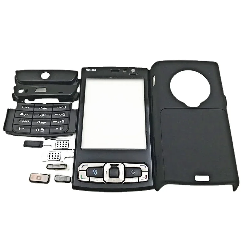 Housing Front Faceplate Frame Cover Case+Back Cover/battery Door Cover+ English Keypad Repair Parts for Nokia N95 8G