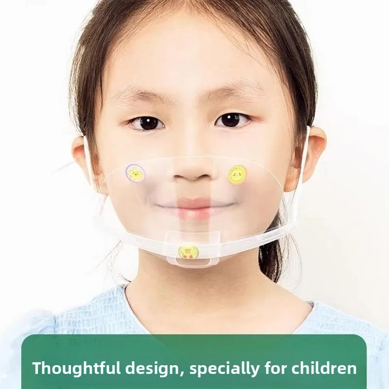 

Children's Disposable Plastic Mask Breathable Transparent Food ade Summer Face Covering Disposable Hygienic Dining Mask