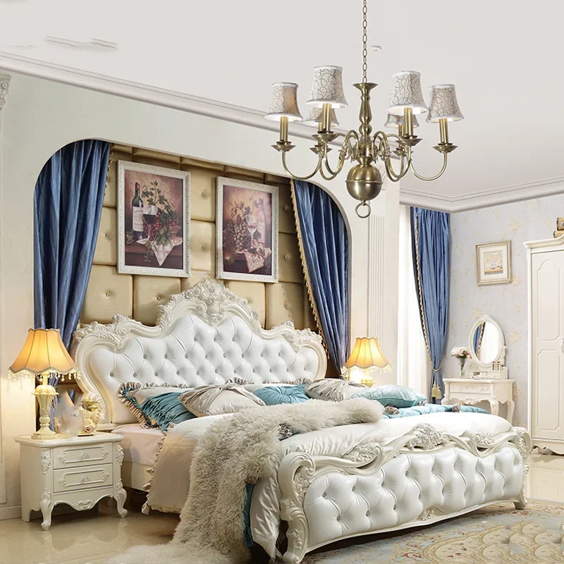 مجموعة غرف نوم ناعمة مصممة بإطارات أوروبية أوروبية مزدوجة طقم غرفة نوم لوح رأسي للفراش أثاث Muebles Para Dormitorio Nordic #2