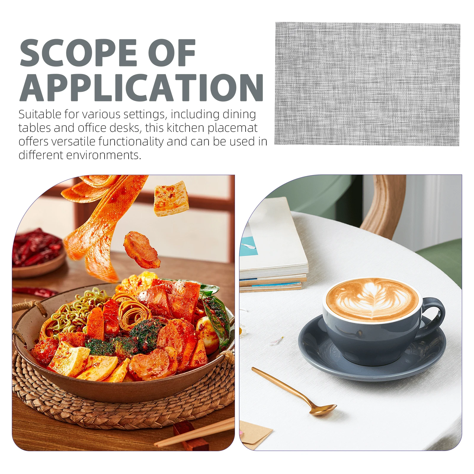 

6 Pcs Pvc Coaster Heat Proof Mat for Table to Weave Dining Insulated Placemats Light Grey Office