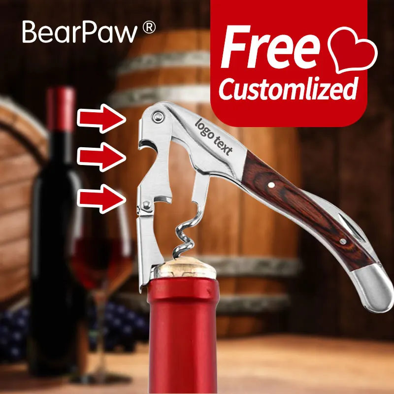 

10pcs custom multifunctional wooden handle bottle opener, customized wine corkscrew,Personalized customization beer wine opener