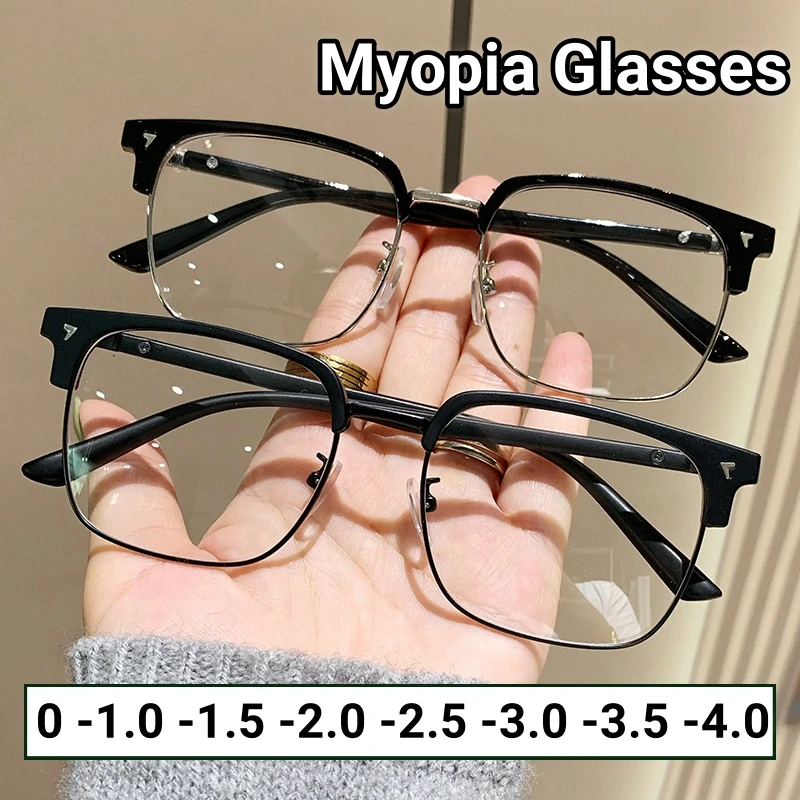 

Vintage Square Near Sight Eyewear Blue Light Blocking Myopia Glasses for Men Women Retro Half Frame Anti-radiation Eyeglasses