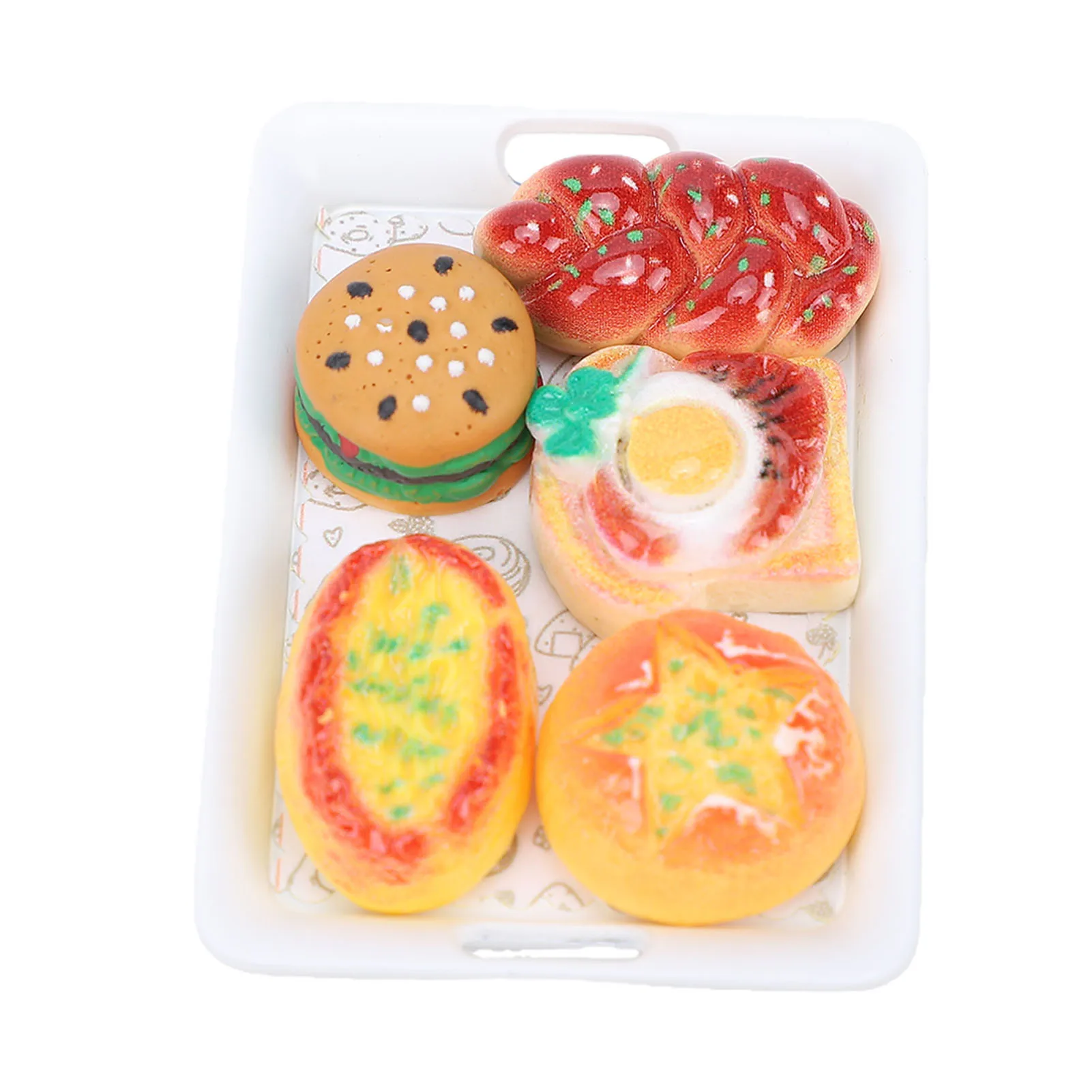 

1:12 Scale Bread Model Highly Simulation Miniature Food Tray with Bread Model for Dollhouse Dollhouse Bread Food Tray