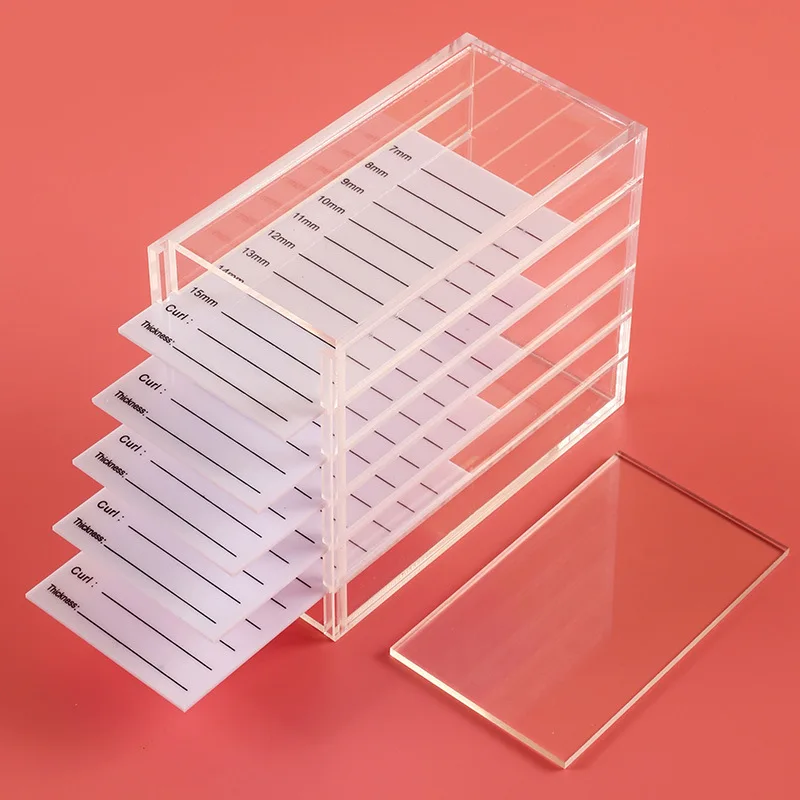 

False Eyelashes Storage Box 5Layer Acrylic Pallet Lash Holder 7-15mm False Eyelash Extension Display Stand Transparent Pink Blue