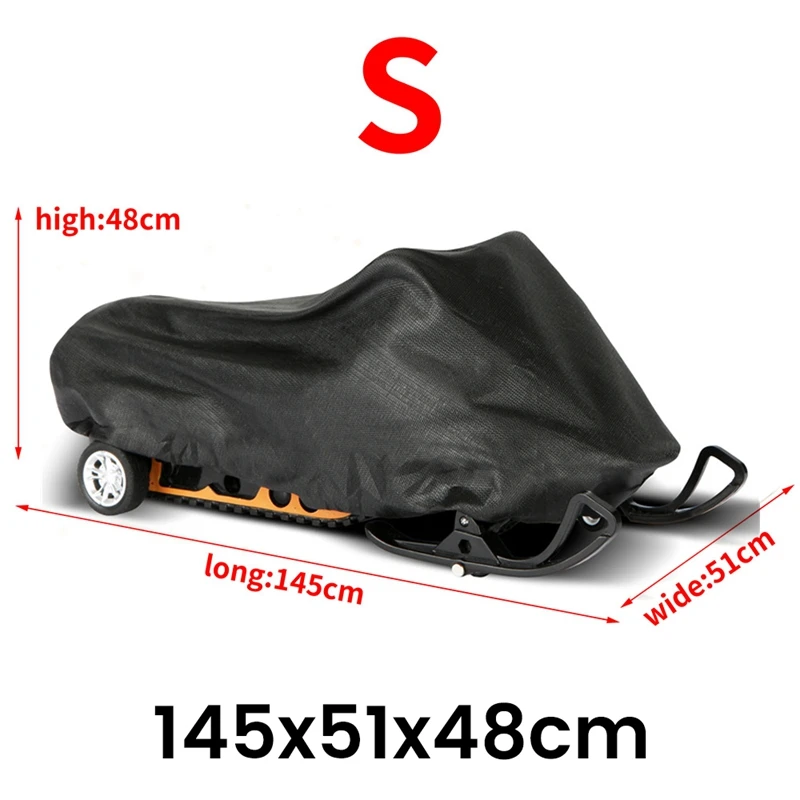 Snowmobile Cover Waterproof Dust Trailerable Sled Cover Anti-UV Winter Motorcycle Outdoor Black