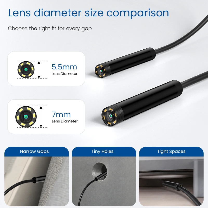 TYPE-C Android Endoscope 7MM/5.5MM Video USB-C Camera Pipe Inspection Borescope with 6LED Waterproof Probe for Android Phones P