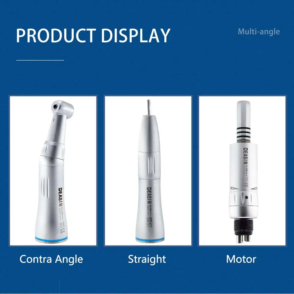 Dental Low Speed Handpiece Kit Turbine Straight Contra Angle Air Motor Inner Water Spray 2/4Holes