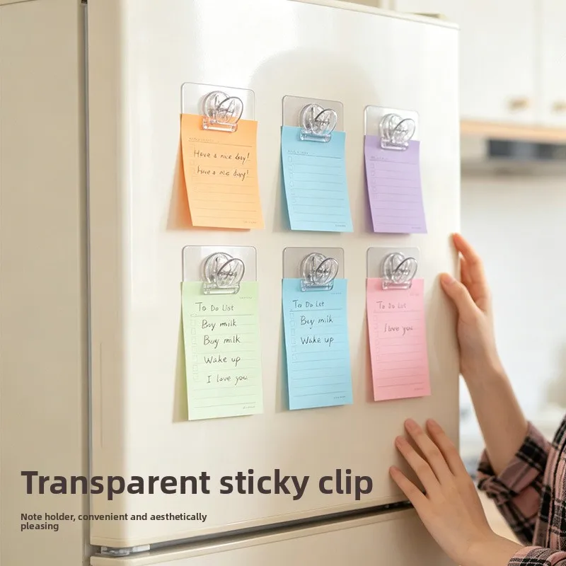 Transparent Fridge Clips Magnetic & Adhesive Strong Grip Document File Holder for Notes Photos Bills Versatile Bag Sealing Clips
