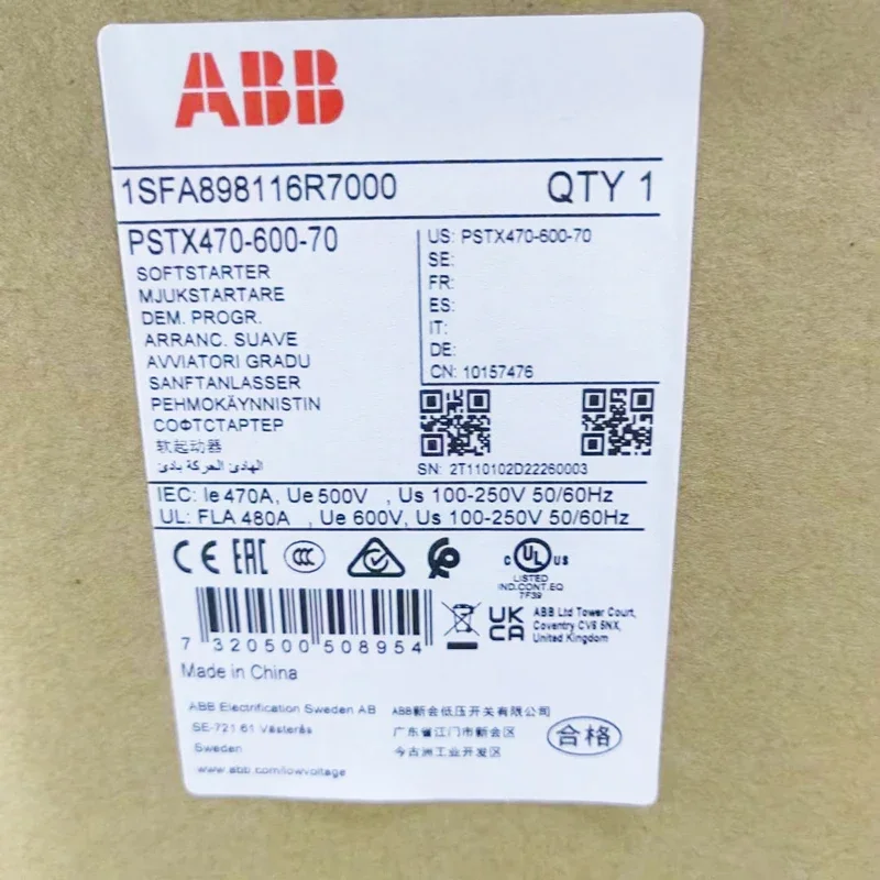 ABB Soft starter 400v 400KW Agente ufficiale originale 1SFA 898118 R7000 PSTX720-600-70 Serie PSTX Nuovissimo ABB