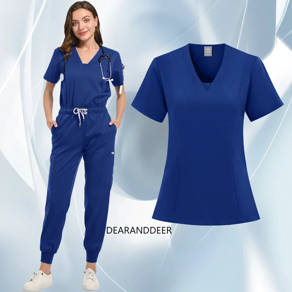 Thick men's and women's general doctor medical pure color nursing uniform hospital surgical set dental clinical shirt and pants