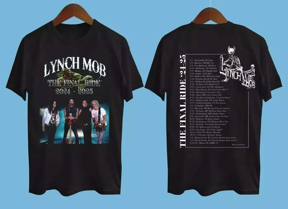 Lynch Mob the final ride 2024-2025 Tour Date Black All Size T-Shirt