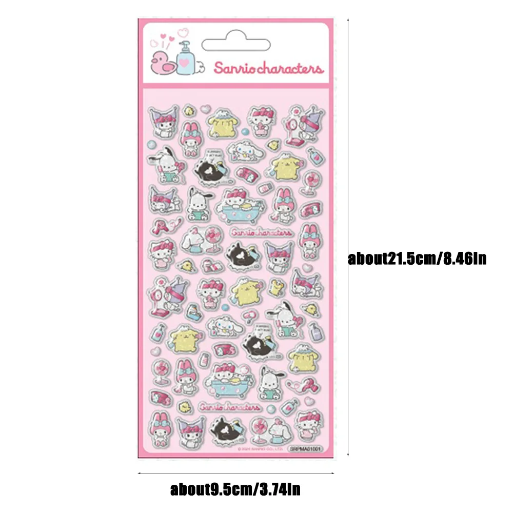 Genuíno sanrio olá kitty adesivo kuromi cinnamoroll melodia pochacco brinquedo dos desenhos animados decalques para scrapbook guitarra bicicleta meninas presente