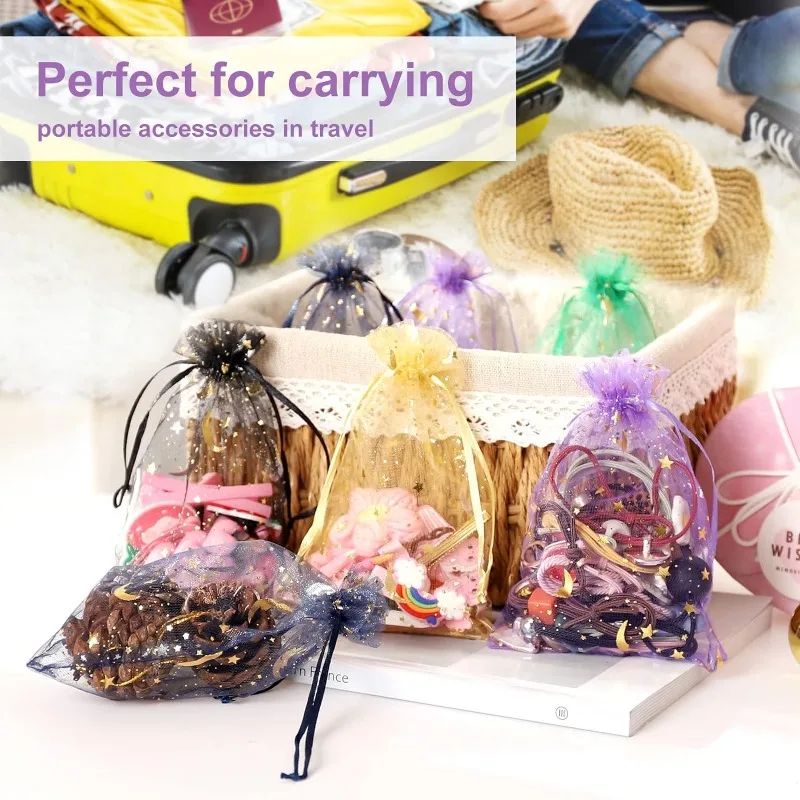أكياس هدايا الأورجانزا الملونة أكياس تغليف الحلوى والمجوهرات عيد الميلاد حفل زفاف التعبئة تفضل الحقائب أكياس متعددة الأغراض قابلة للسحب #2