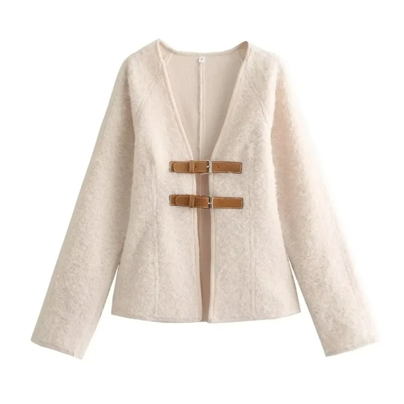 

Женская одежда с v-образным вырезом 2025 года, новый стиль, женская куртка из мягкого материала, трансграничный новый продукт, украшения из ленты