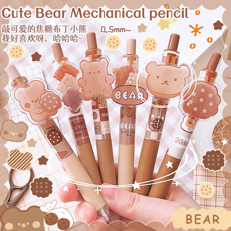 

Aesthetic kawaii stationery supplies drawing useful back to school supplies cute bear mechanical pencil 0.5mm cute pencils