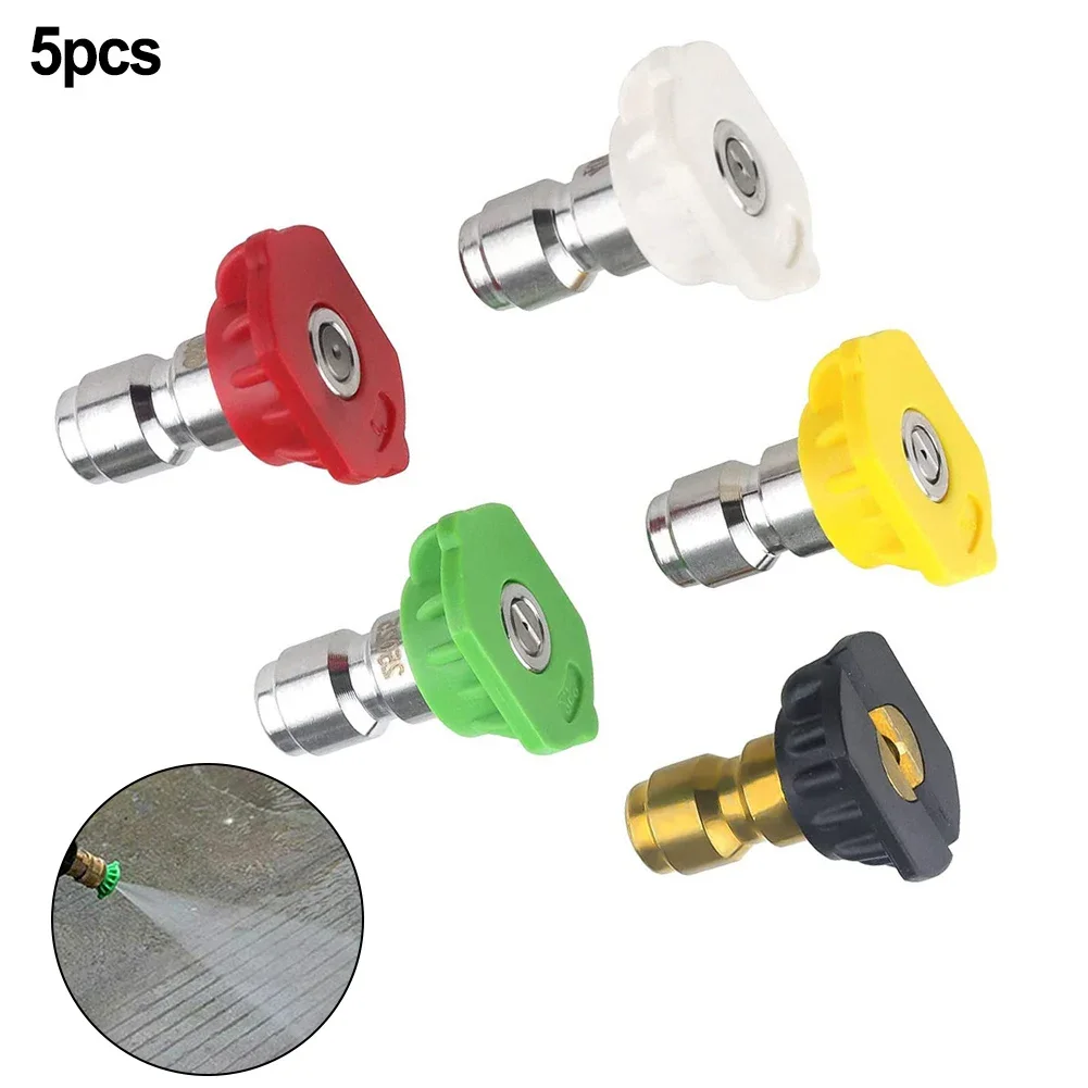 

5PCS 1/4inch Pressure Washer Spray Tips Nozzles High Power Kit Quick Connect Set For Kinds Of Pressure Washer