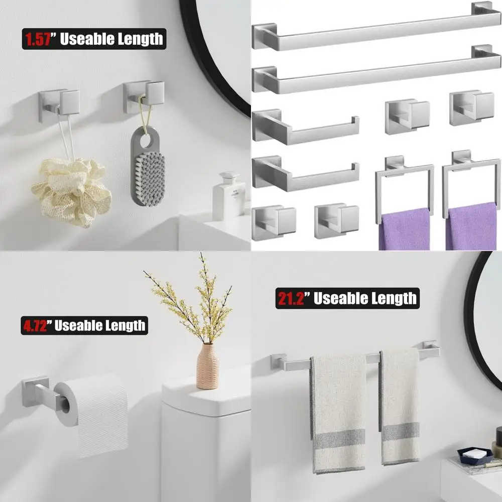 

23.6 Wall-Mounted Brushed Nickel Bathroom Accessory Set, Stainless Steel Towel Racks & Hardware