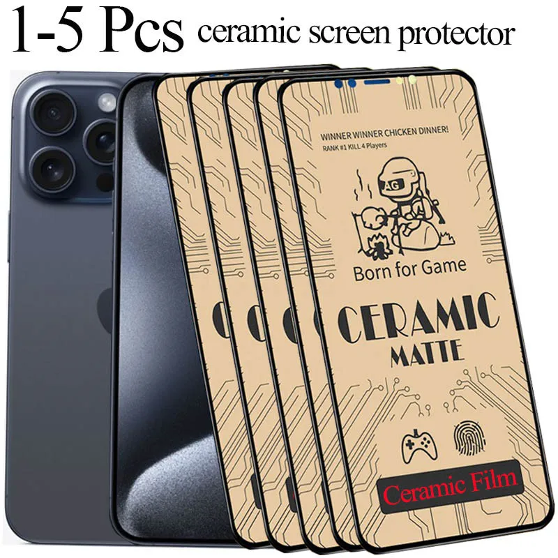 Matte screen protector for iphone 15 14 13 12 11 pro 15 pro max ceramic film iphone 15 pro glass soft iphone 15pro anti-fingerprint protector iphone