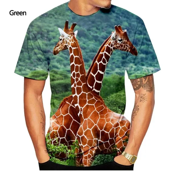 New Fashion Cute Giraffes 3D Printing T Shirt Men\'s And Women\'s Summer Casual Short-sleeved Oversize Street T-shirt Kid Tops