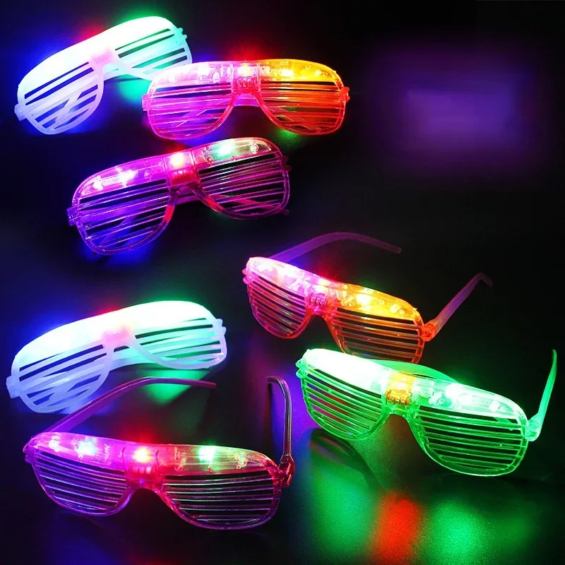 1PC Adult Kids Women LED Glasses Light Party Sunglasses Glow In Dark Shutter Neon Flash Christmas Birthday Wedding Decoration