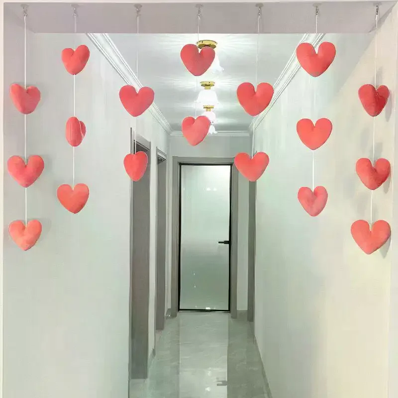 Romantic Heart Shaped Door Hanging Curtain Korean Style String Pendant Partition Door Curtain Bedroom Decoration Accessories