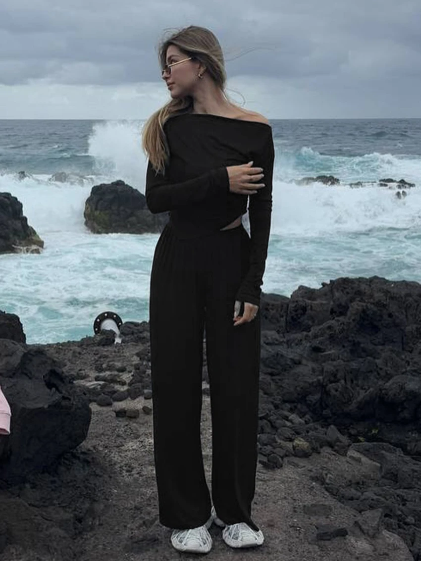 

Marthaqiqi зимний женский комплект ночного белья, пижамы с длинными рукавами, ночные рубашки с круглым вырезом, укороченный топ, ночная рубашка, брюки, повседневная женская одежда для сна, костюм