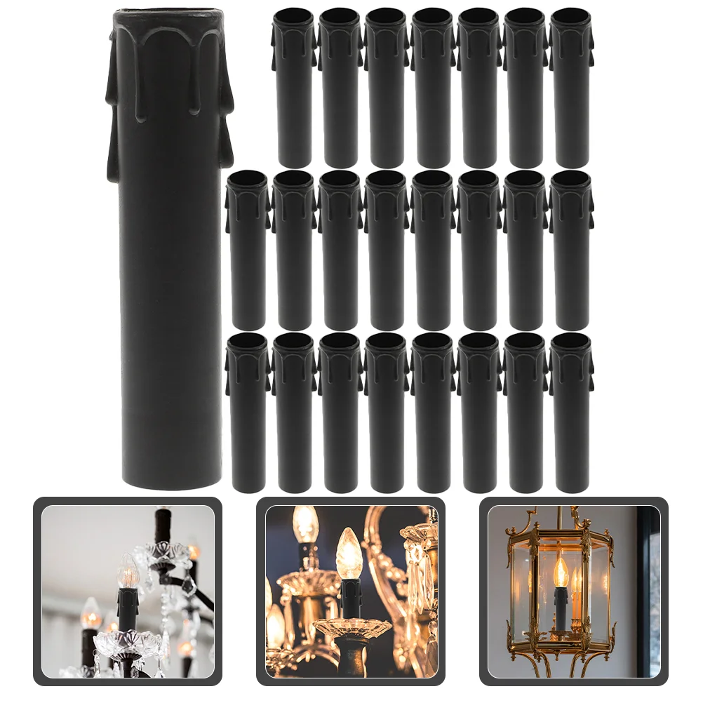 24 Pcs Tear Tube Chandelier Socket Holders Sleeves Base Covers Teardrop Lamp Parts Repair