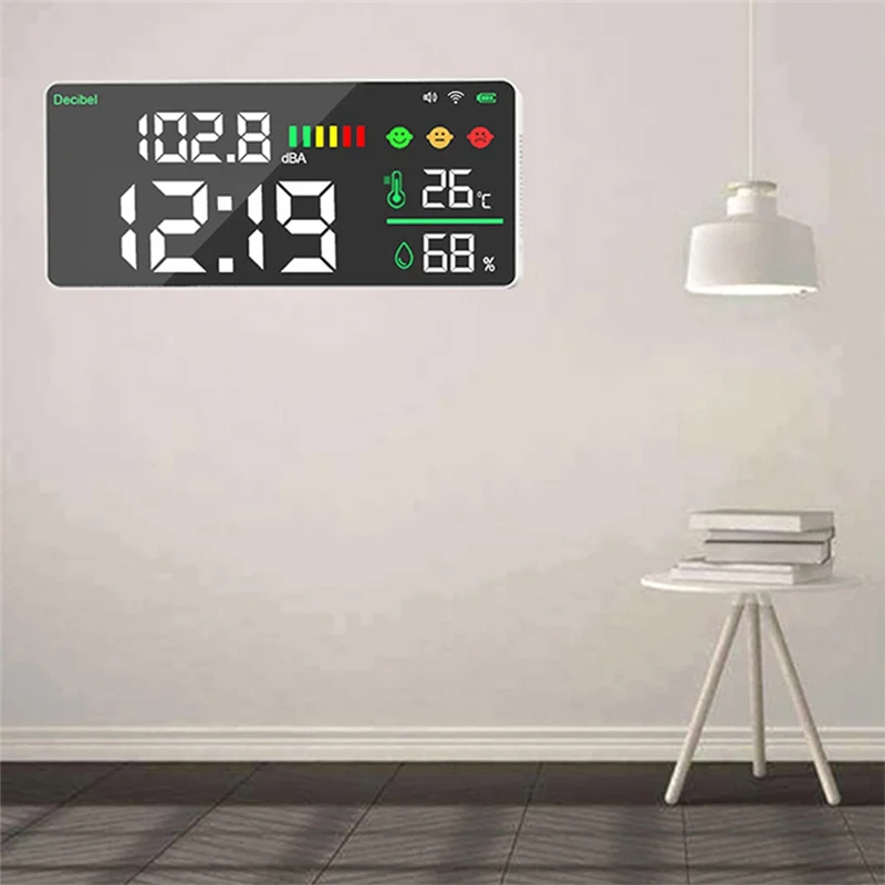 -AT52 TUYA Wifi الرقمية ديسيبل الصوت متر درجة الحرارة والرطوبة رصد LED شاشة كبيرة ديسيبل متر