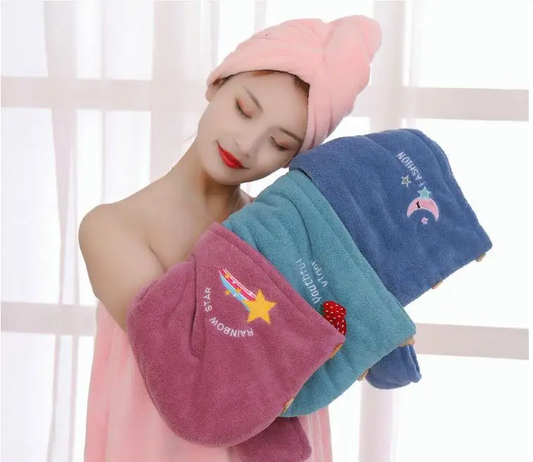 Women Girl\'s Magic Microfiber Shower Cap Towel Bath Hats for Women Dry Hair Cap Quick Drying Soft for Lady Turban Head SN4048