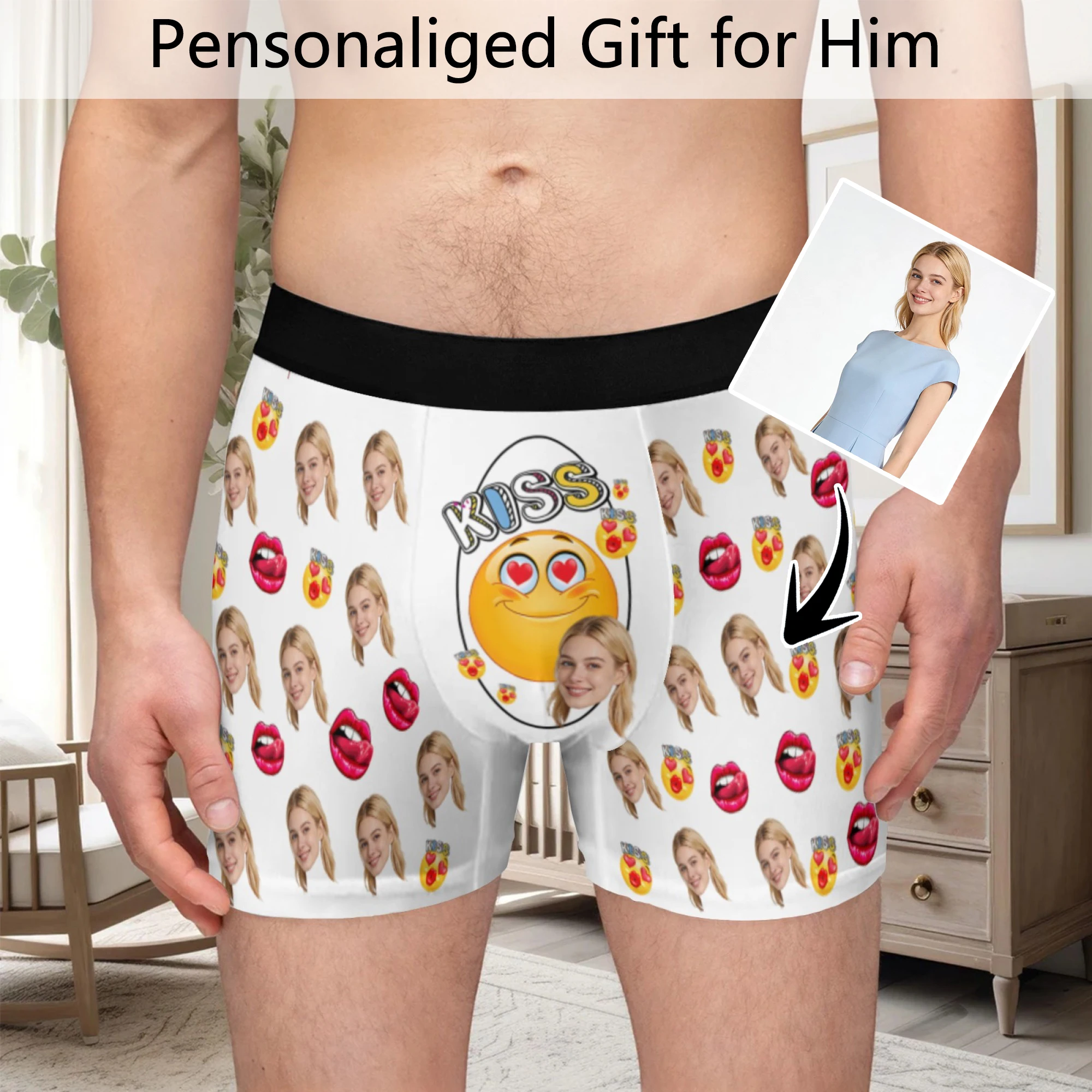 Personalized facial photo customization flat underwear customization men's Valentine's Day gift for husband gift for father