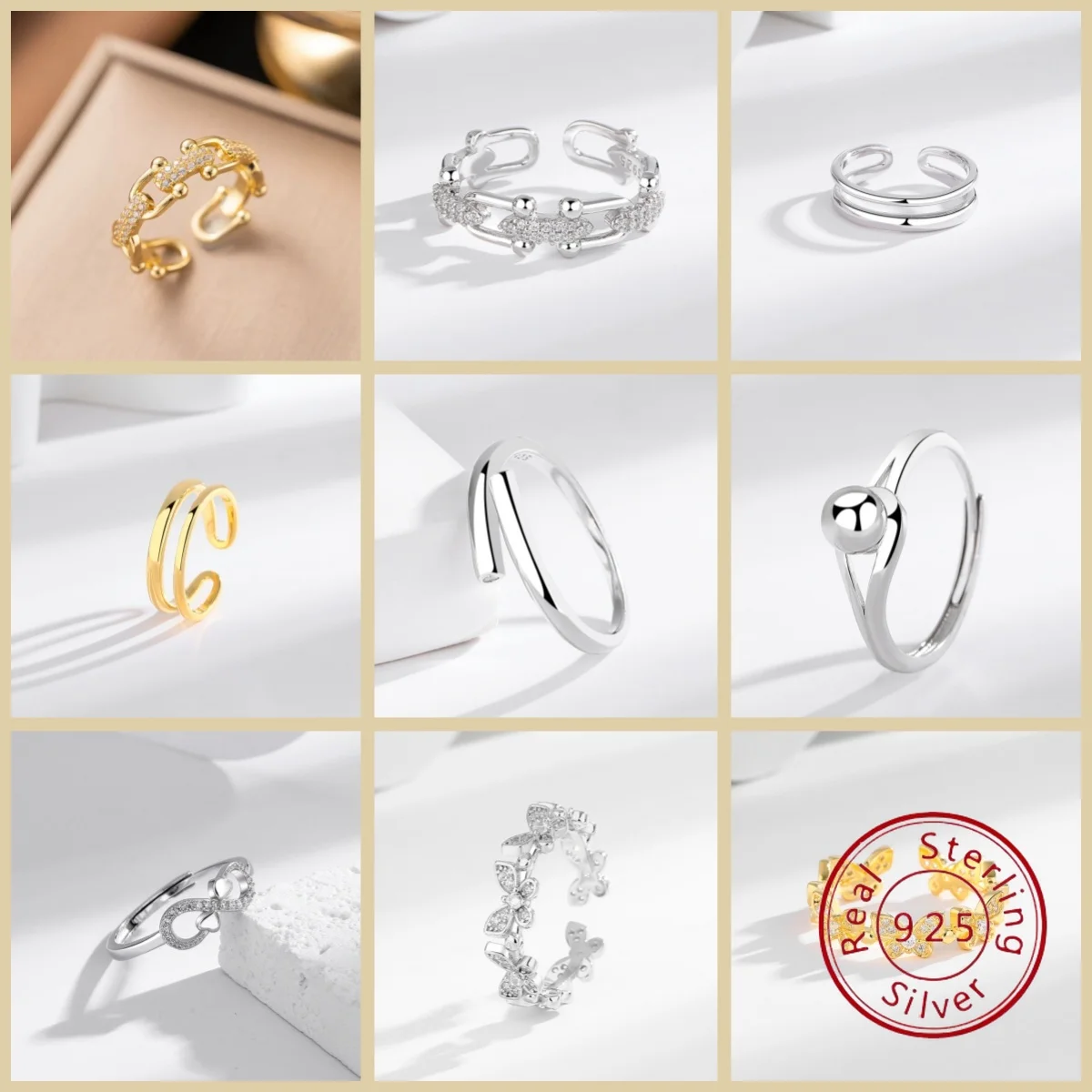 

Новое легкое роскошное стильное кольцо из стерлингового серебра S925 для женщин, изысканное минималистское эстетичное высококачественное регулируемое кольцо с открытой лентой