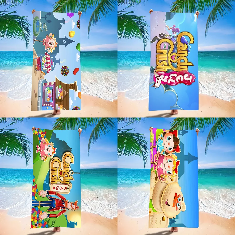 

Game Candy Crush Saga Towel Beach Towel Large Size Outdoor Travel Camping Absorbent toallas Towels Summer Swimming