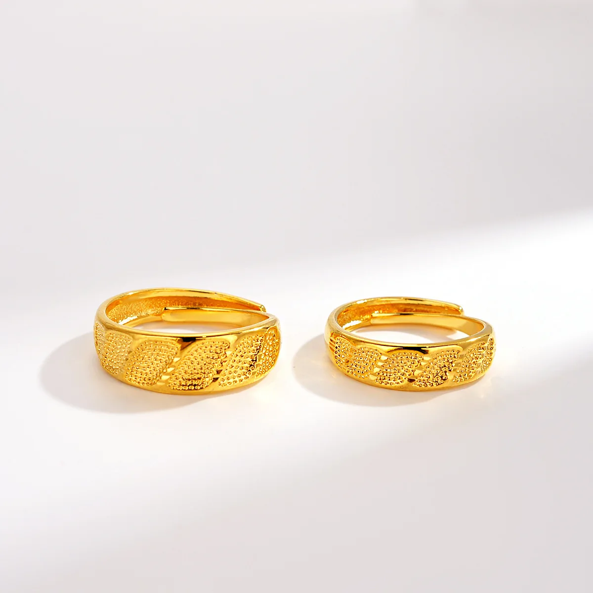 High-quality AU999 gold ring for men and women with adjustable opening 24K pure gold fashionable couple ring jewelry