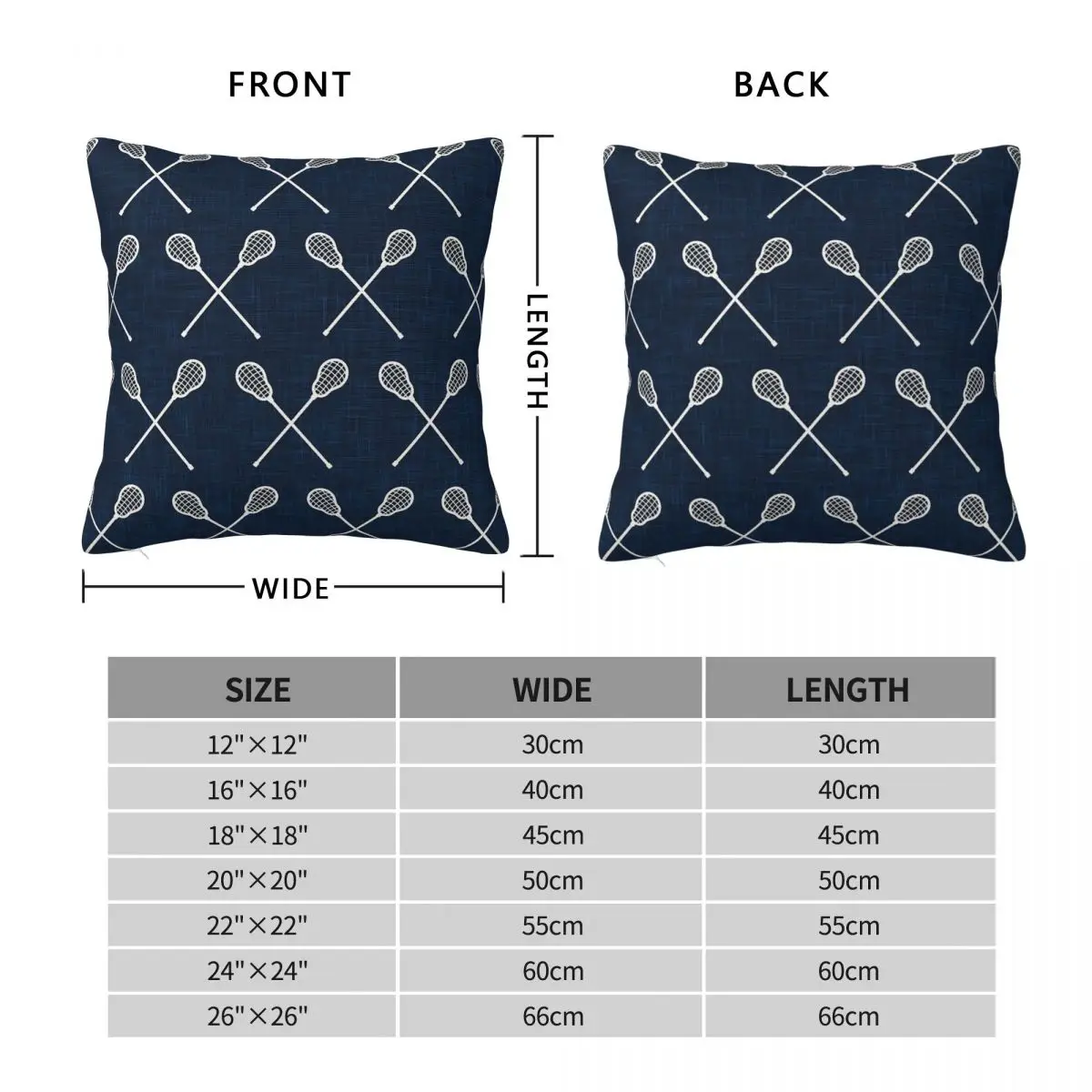 Lacrosse Crossed Sticks Navy Square Pillowcase Polyester Linen Velvet Creative Zip Decorative Pillow Case Bed Cushion Cover