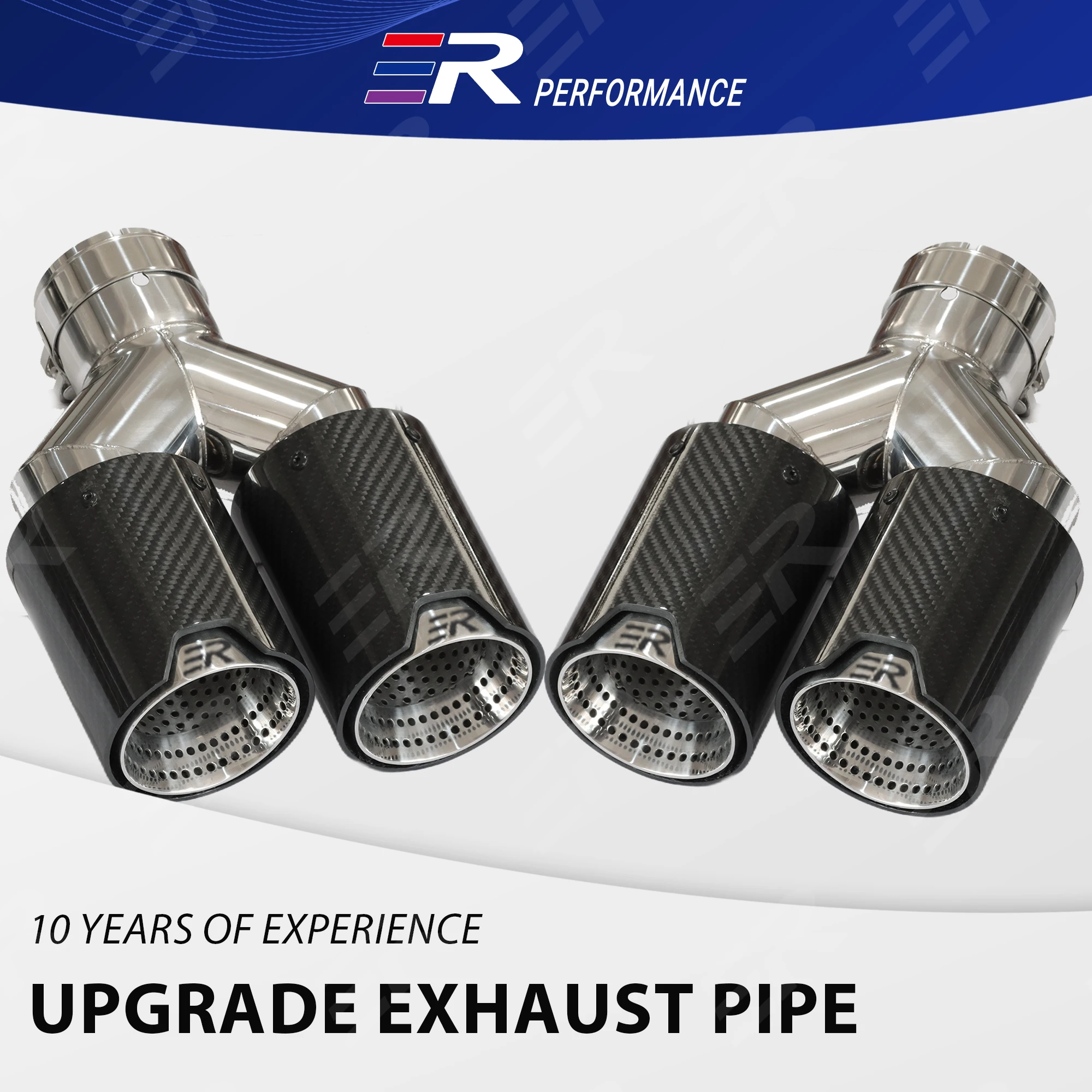 

1 Pcs ER Double-out Muffler Tip Blue Stainless Universal car accsesories Carbon Fiber Exhaust Tips End Pipes for BMW Series