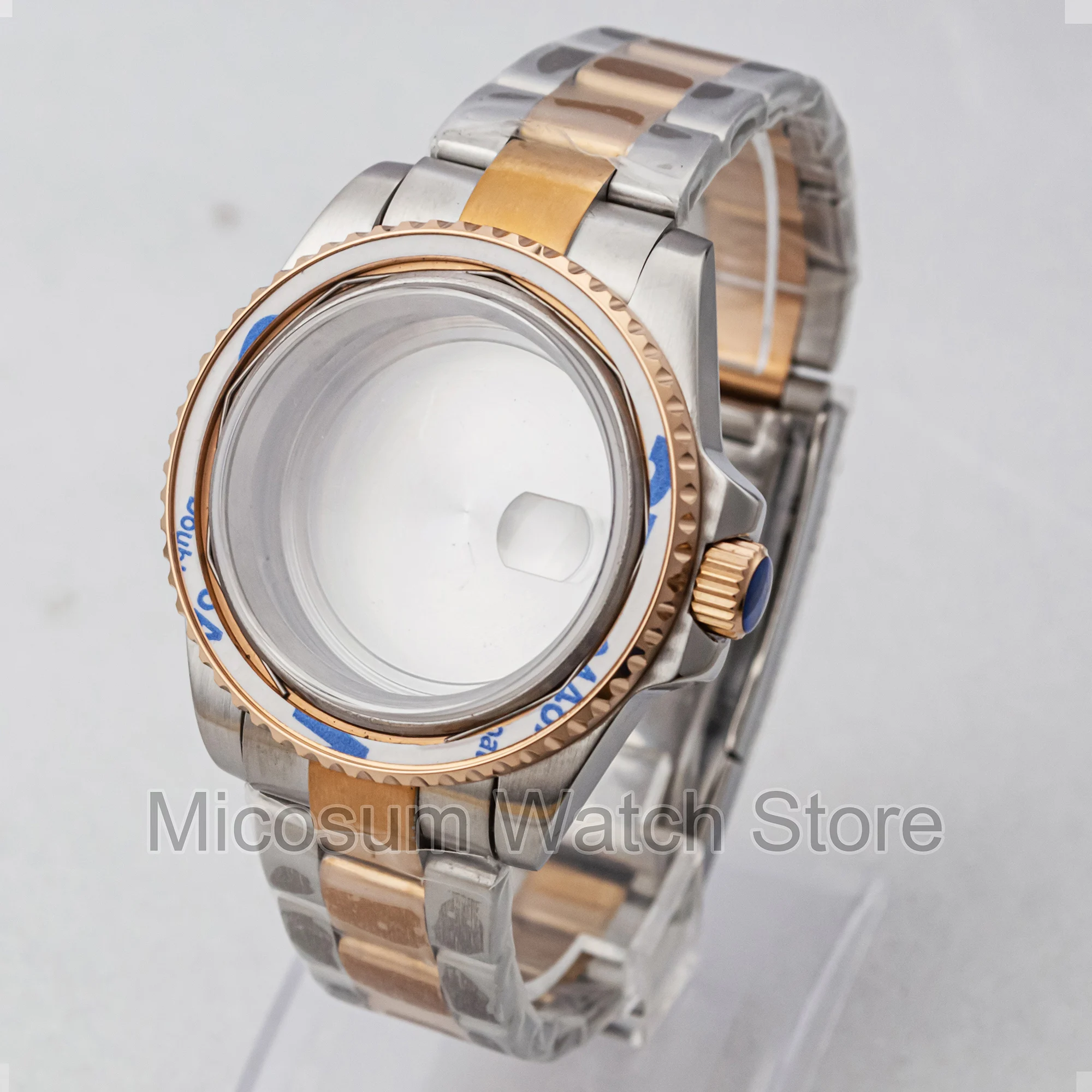 

40mm Watch Case PVD Rose Gold Stainless Steel Sapphire Glass Waterproof for NH34 NH35 NH36 Movement 904L Oyster Strap Sub GMT