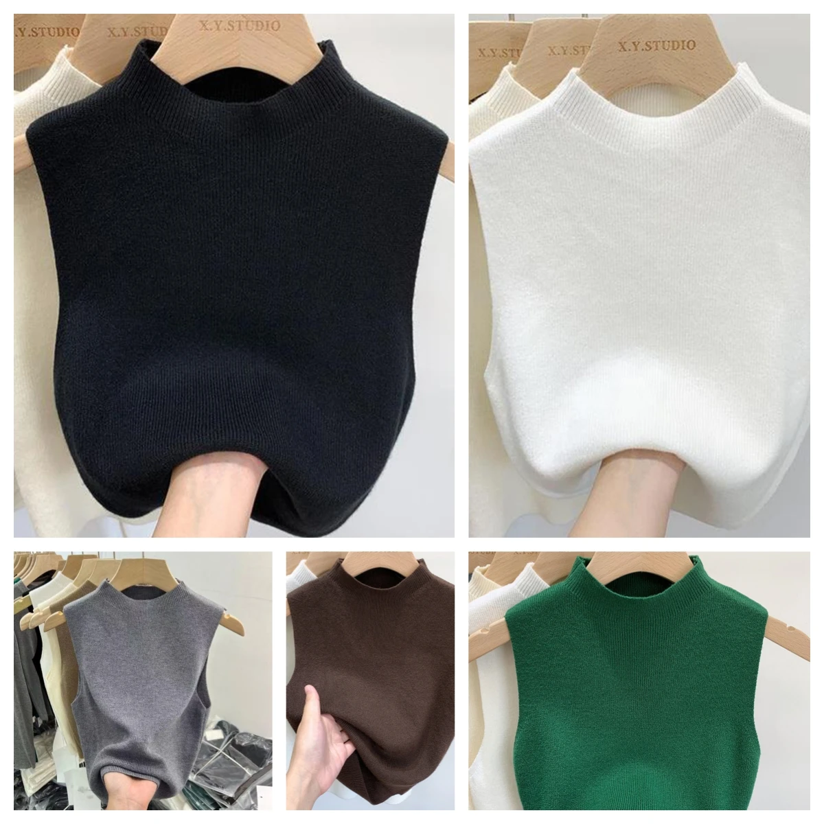 

Sexy Knitted Vest for Women Camisole Women Tank Top Fashion Female Tee Sweater Casual Cropped Sleeveless T-shirt Women Clothing