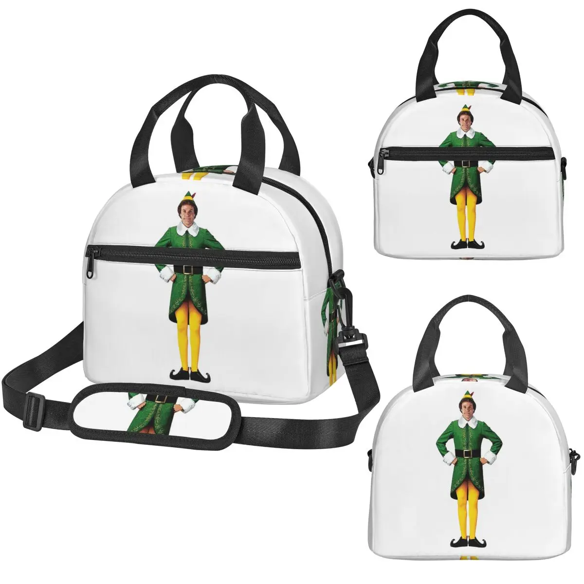 

Термосумка для обедов «Бадди, эльф» (по мотивам рождественского фильма) с Уилом Ферреллом, с изображением персонажа с руками на бедрах, для детей, школьная, изолированная, термобокс, сумка-тоут для обедов