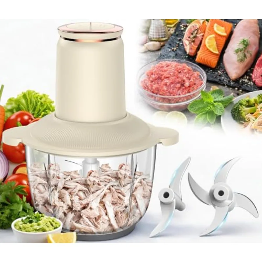 

Электрический измельчитель для мяса и курицы 300 Вт с двойными лезвиями и полностью медным двигателем, 2 л, для мяса/курицы