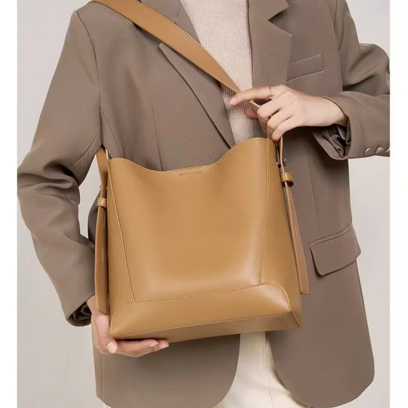 Burminsa Elegant Genuine Leather Underarm Shoulder Bags For Women 2026 Luxury Designer Barrel Crossbody Office Ladies Handbags