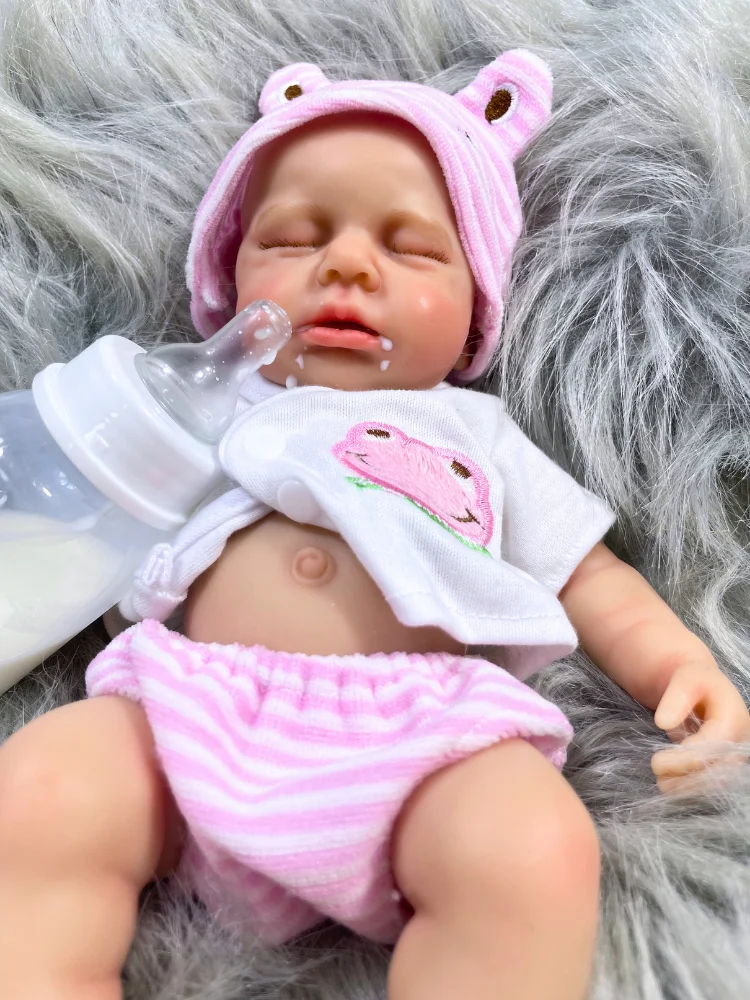 13인치 입을 여는 루루 풀 실리콘 리본 베이비 돌 소녀 또는 소년 세척 가능 스트레스 해소 인형 장난감 크리스마스 선물